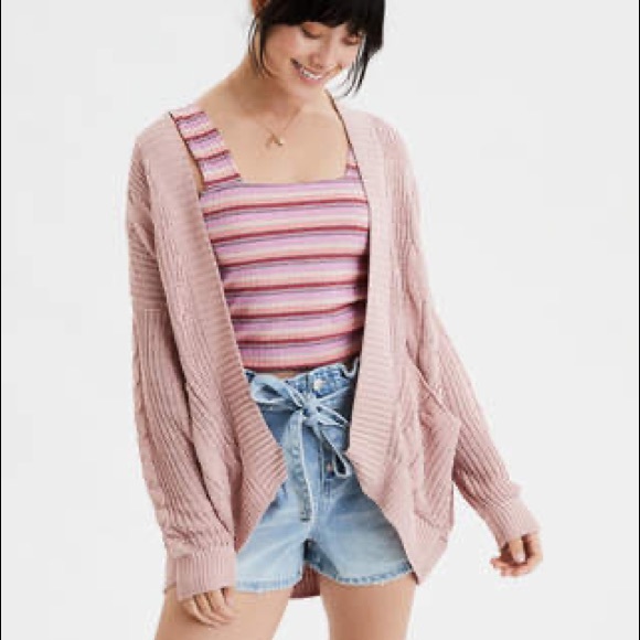 ae oversized chenille cardigan